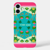 Leuk Kikker Patroon Roze Groen Aangepaste Naam Case-Mate iPhone Case (Achterkant)