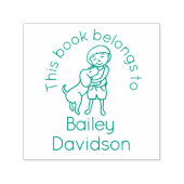 Leuk kind en hondennaam kinder bibliotheekstempel  zelfinktende stempel (Design)