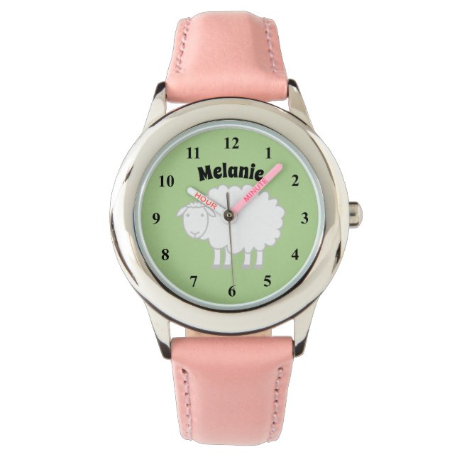 Leuk Kind horloge met boerderij dier en meisjes na (Voorkant)