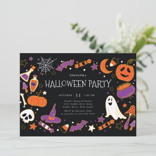 Leuk Kinder Halloween Feest Kaart (Staand voorkant)