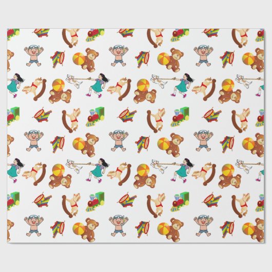 Leuk Kinder Spelen Cadeaupapier (Vlak)