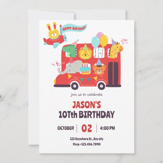 Leuk kinder verjaardagsfeestje kaart (Voorkant)