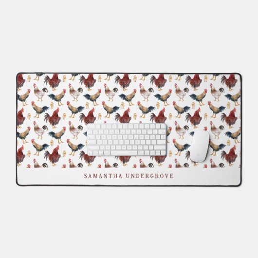 Leuk kip haan patroon bureaumat (Keyboard & Muis)