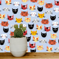 Leuk Kitty Kat Blauw Patroon