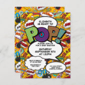 Leuk klaar om te knallen Verjaardagsfeestje stripb Uitnodiging Briefkaart (Voorkant / Achterkant)