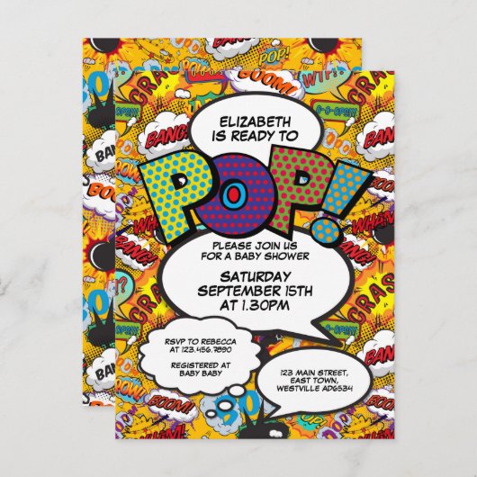 Leuk klaar om te knallen Verjaardagsfeestje stripb Uitnodiging Briefkaart (Voorkant / Achterkant)