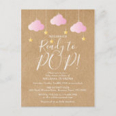Leuk Klaar om te Poppen Rustiek Roze Baby shower Uitnodiging Briefkaart (Voorkant)