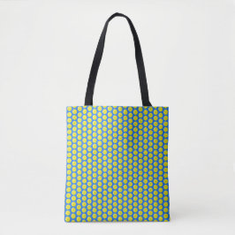 Leuk Klassiek Geel Pickleball Patroon op Blauw Tote Bag