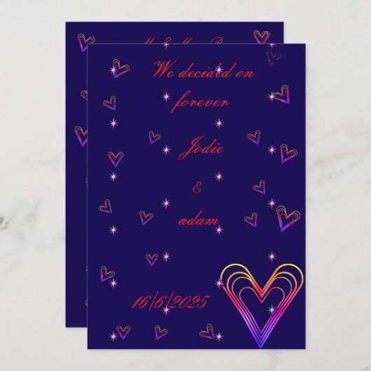 Leuk klein kleurrijk hart kaart (Voorkant / Achterkant)