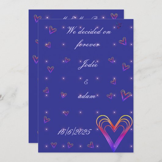 Leuk klein kleurrijk hart kaart (Voorkant / Achterkant)