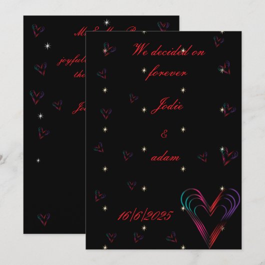 Leuk klein kleurrijk hart kaart (Voorkant / Achterkant)