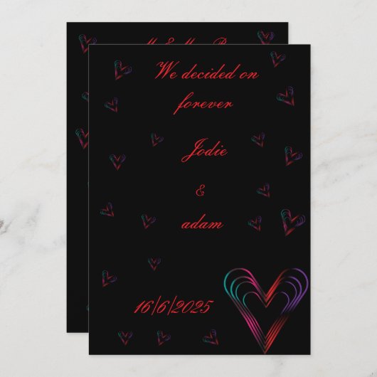 Leuk klein kleurrijk hart kaart (Voorkant / Achterkant)