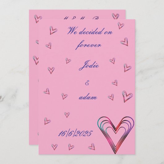 Leuk klein kleurrijk hart kaart (Voorkant / Achterkant)