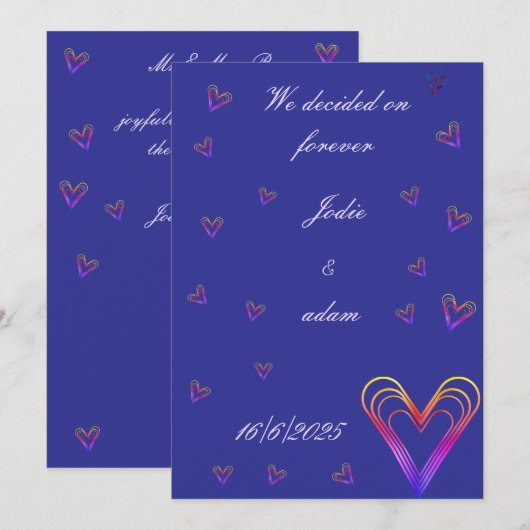 Leuk klein kleurrijk hart kaart (Voorkant / Achterkant)