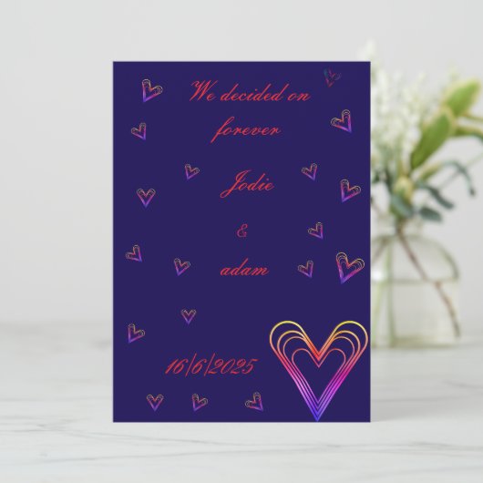 Leuk klein kleurrijk hart kaart (Staand voorkant)