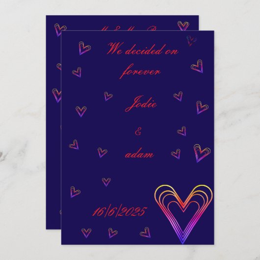 Leuk klein kleurrijk hart kaart (Voorkant / Achterkant)