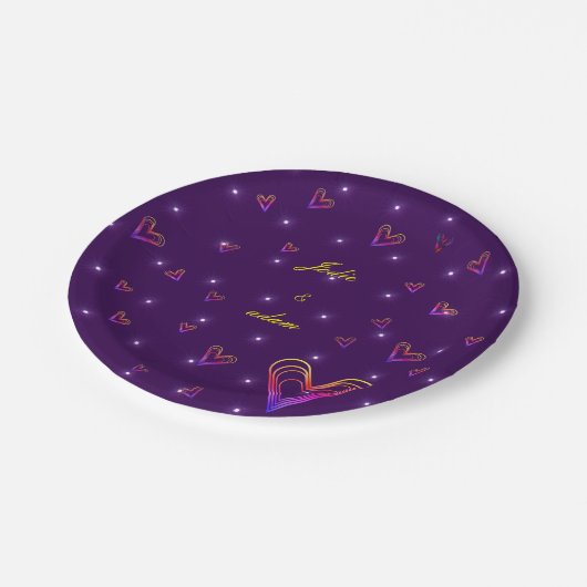 Leuk klein kleurrijk hart papieren bordje (Gekanteld)