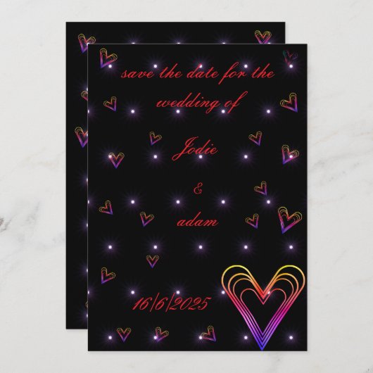 Leuk klein kleurrijk hart save the date (Voorkant / Achterkant)