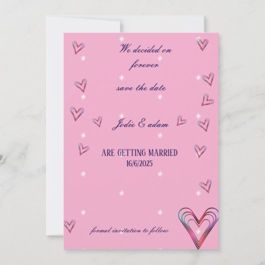 Leuk klein kleurrijk hart save the date (Achterkant)