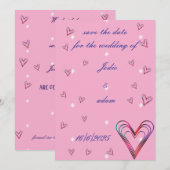 Leuk klein kleurrijk hart save the date (Voorkant / Achterkant)