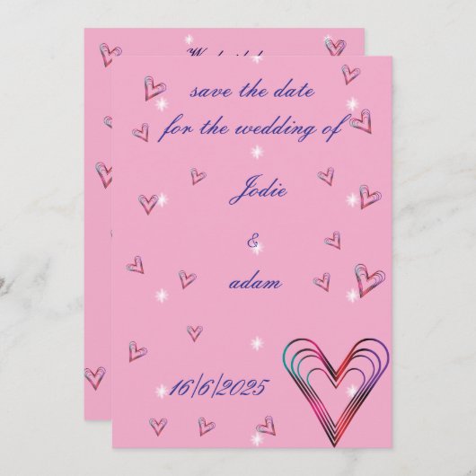 Leuk klein kleurrijk hart save the date (Voorkant / Achterkant)