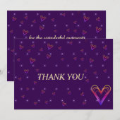 Leuk klein kleurrijk hartje bedankkaart (Voorkant / Achterkant)