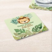 Leuk klein Oerwoud Leeuw Verjaardag Kartonnen Onderzetters (Schuin)