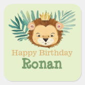 Leuk klein Oerwoud Leeuw Verjaardag Vierkante Sticker (Voorkant)