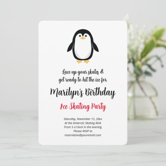 Leuk klein pinguïn verjaardagsfeestje kaart (Staand voorkant)