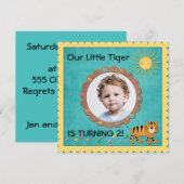 Leuk klein tijger verjaardagsfeestje kaart (Voorkant / Achterkant)