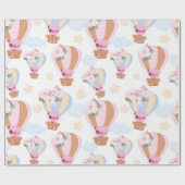 Leuk klein varkentje ballon rijden cadeaupapier (Vlak)