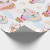 Leuk klein varkentje ballon rijden cadeaupapier (Hoek)