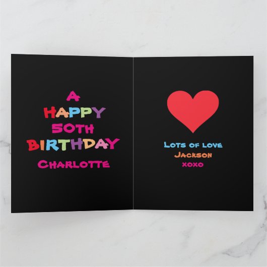 Leuk & kleurrijk Aangepaste Naam & Data Happy Birt Kaart (Binnen)