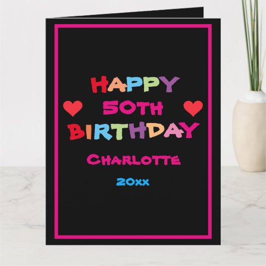 Leuk & kleurrijk Aangepaste Naam & Data Happy Birt Kaart (Voorkant)