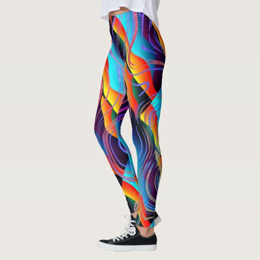 LEUK Kleurrijk Abstract gemorst verfstijl ontwerp Leggings (Links)