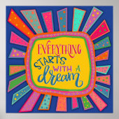 Leuk kleurrijk begin met een droominspirerend cita poster (Voorkant)