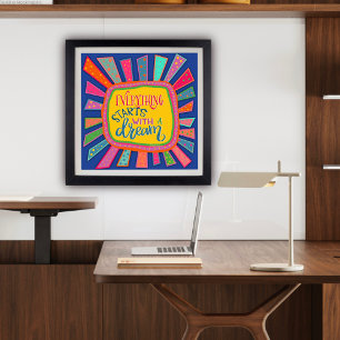 Leuk kleurrijk begin met een droominspirerend cita poster