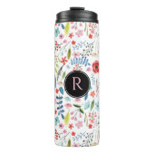 Leuk Kleurrijk Blad & Bloemen Botanisch Patroon Thermosbeker (Voorkant)