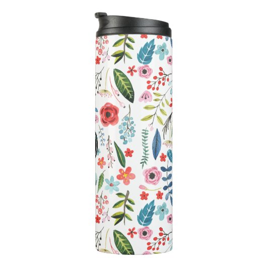 Leuk Kleurrijk Blad & Bloemen Botanisch Patroon Thermosbeker (Geroteerd rechts)