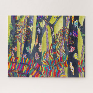 Leuk kleurrijk blauw bos legpuzzel