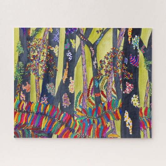 Leuk kleurrijk blauw bos legpuzzel (Horizontaal)