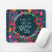 Leuk Kleurrijk Bloemen Gelukkig Leven Inspirerend Muismat (Met muis)