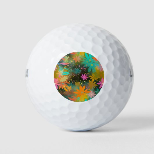 Leuk kleurrijk bloemig Abstract patroon Golfballen (Voorkant)