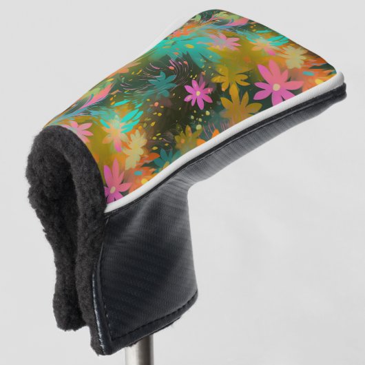 Leuk kleurrijk bloemig Abstract patroon Golfheadcover (3/4 voorkant)