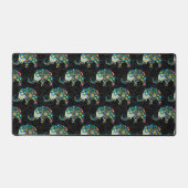 Leuk kleurrijk bloemig olifantspatroon op zwart bureaumat (Voorkant)