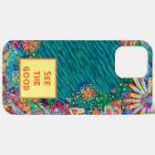 Leuk kleurrijk bloemig "Zie het goede" aangepaste  Case-Mate iPhone Case (Achterkant (horizontaal))