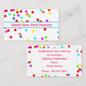 Leuk, kleurrijk Confetti Party Planner Visitekaart Visitekaartje (Voorkant / Achterkant)