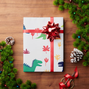 Leuk Kleurrijk Dinosauriërs Patroon Cadeaupapier