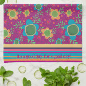 Leuk kleurrijk Gepersonaliseerd citaat Floral Theedoek (Gevouwen)