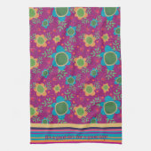 Leuk kleurrijk Gepersonaliseerd citaat Floral Theedoek (Verticaal)